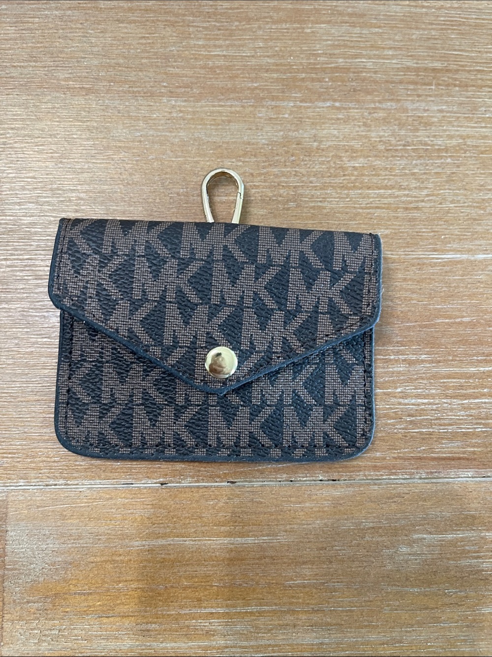 Michael Kors Brown and Black Signature MK Coin Pouch with Key Hook